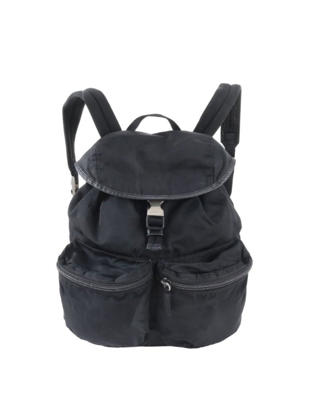 Prada Tessuto Nylon Triangle Logo Leather Backpack - Picture 1 of 13
